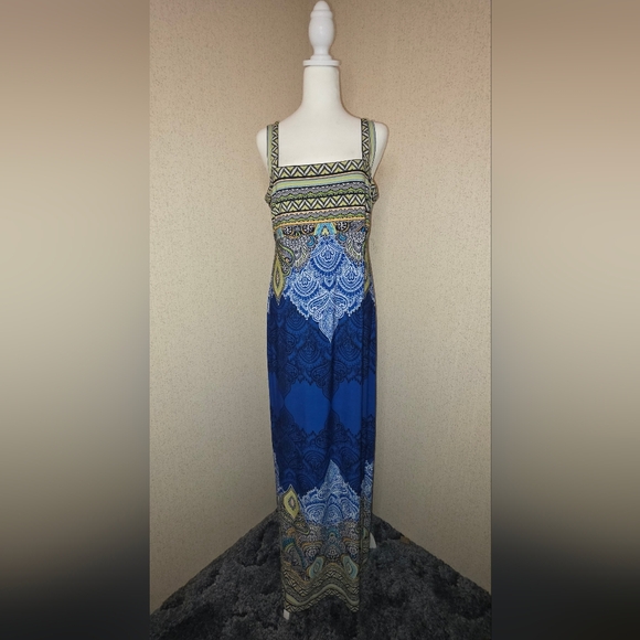 dressbarn Dresses & Skirts - Ladies Maxi Shift Sun Dress Royal Blue Teal Black Paisley